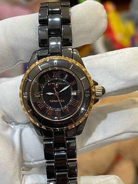 Swiss Legend Karamica Women's Black Ceramic Watch Mother of Pearl Dial Quartz